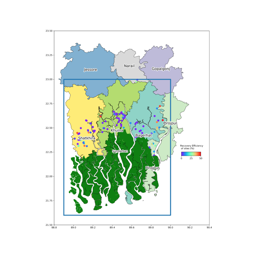 Map with colorbar and labels to it