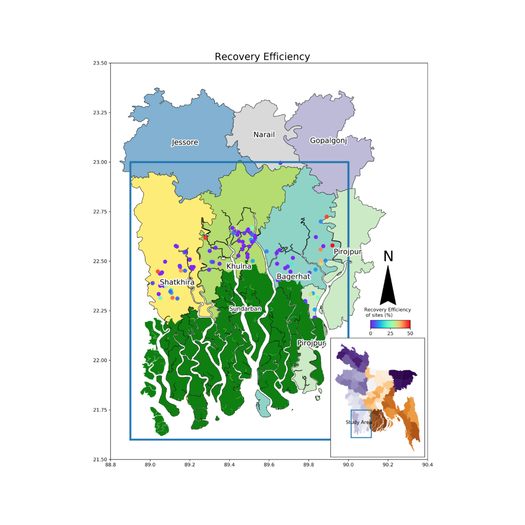 The final map showing all the geospatial data