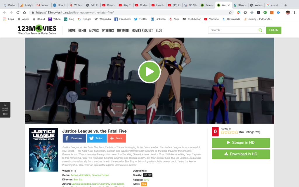 individual movie webpage